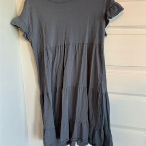 Time and Tru Charcoal blue cap sleeve tiered dress